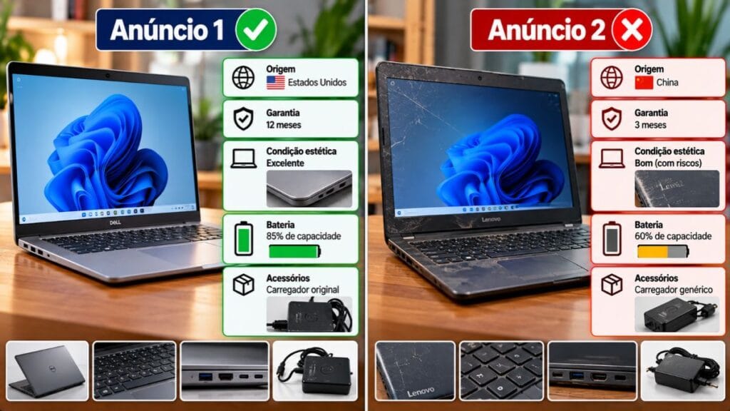 como analisar anúncio de notebook recertificado