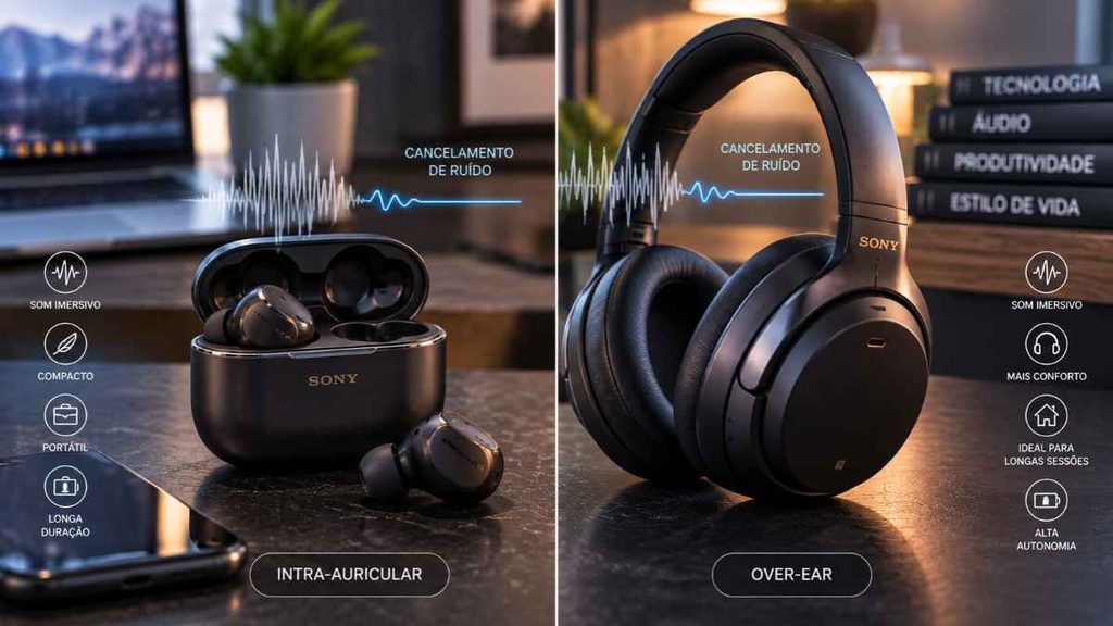 comparacao fone intra auricular over ear cancelamento ruido