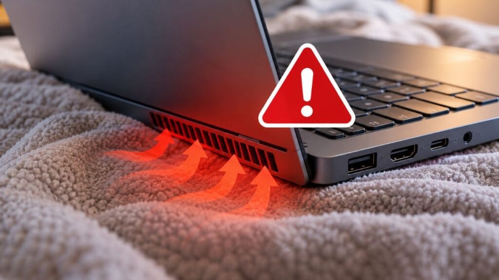 erro comum notebook superfície macia bloqueio ventilação