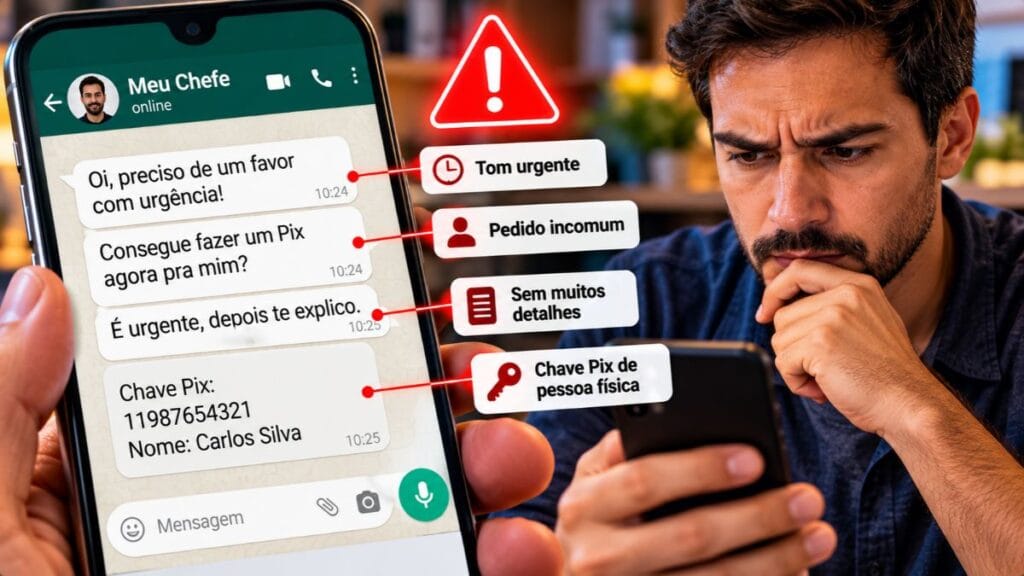 mensagem suspeita no WhatsApp pedindo Pix