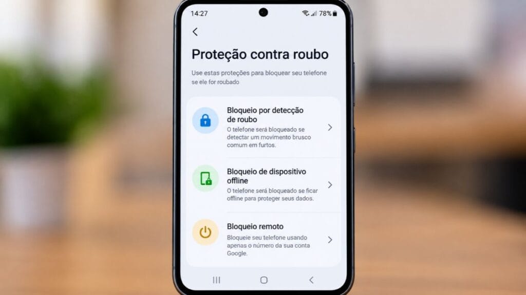 proteção contra roubo Android bloqueio por detecção de roubo ativar